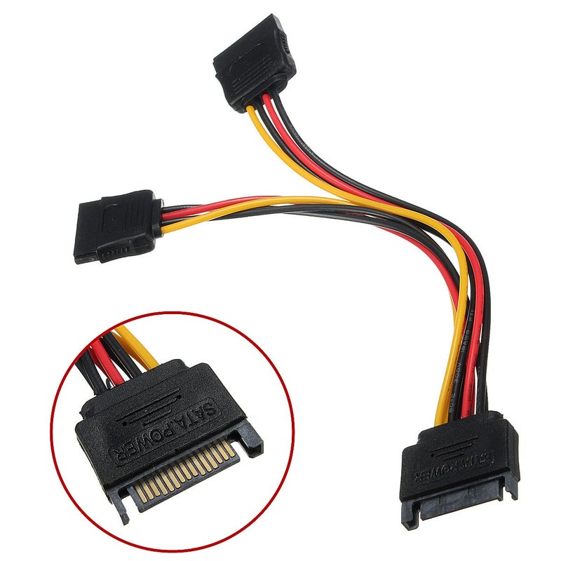 traderplus 2Pcs 15 Pin SATA to Dual SATA Power Y Splitter Cable for Hard Drive HDD SSD 8 Inch - Image 2